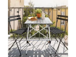 Campingtisch Faltbar 90x51,5 cm Aluminium Höhenverstellbar Silber*ML-Design Discount