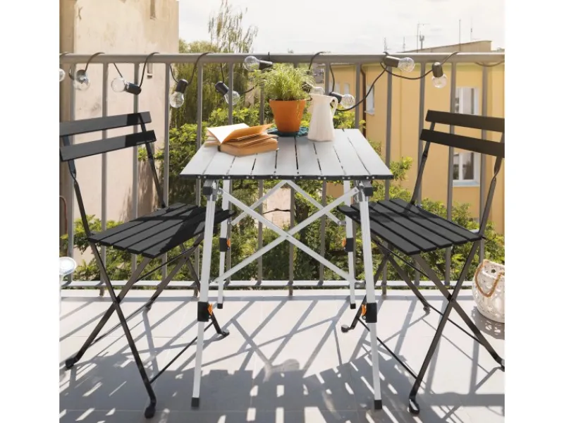 Campingtisch Faltbar 90x51,5 cm Aluminium Höhenverstellbar Silber*ML-Design Discount