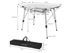 Campingtisch Faltbar 90x51,5 cm Aluminium Höhenverstellbar Silber*ML-Design Discount