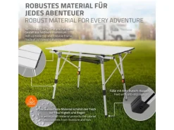 Campingtisch Faltbar 90x51,5 cm Aluminium Höhenverstellbar Silber*ML-Design Discount