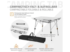 Campingtisch Faltbar 90x51,5 cm Aluminium Höhenverstellbar Silber*ML-Design Discount