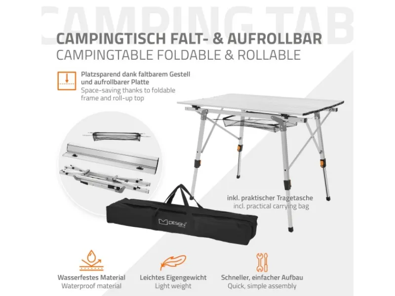 Campingtisch Faltbar 90x51,5 cm Aluminium Höhenverstellbar Silber*ML-Design Discount
