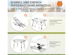 Campingtisch Faltbar 90x51,5 cm Aluminium Höhenverstellbar Silber*ML-Design Discount