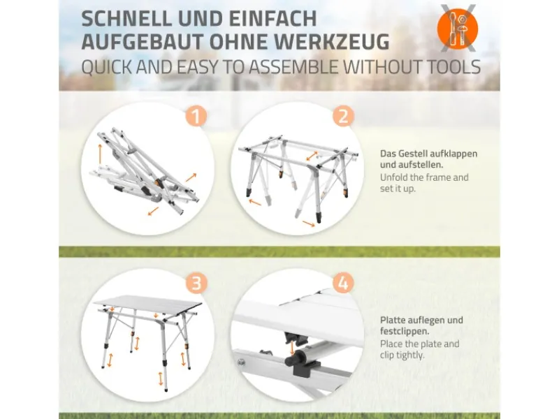 Campingtisch Faltbar 90x51,5 cm Aluminium Höhenverstellbar Silber*ML-Design Discount