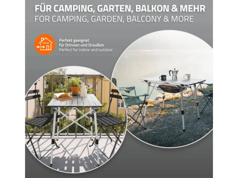 Campingtisch Faltbar 90x51,5 cm Aluminium Höhenverstellbar Silber*ML-Design Discount