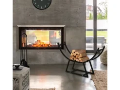 ML-Design Weitere Ordnungssysteme Für Den Garten|Kaminholzregale|Kaminholzregal 55 x 94 x 21 cm Schwarz Metall Innen/Außen U-förmiges