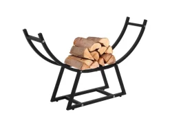 ML-Design Weitere Ordnungssysteme Für Den Garten|Kaminholzregale|Kaminholzregal 55 x 94 x 21 cm Schwarz Metall Innen/Außen U-förmiges