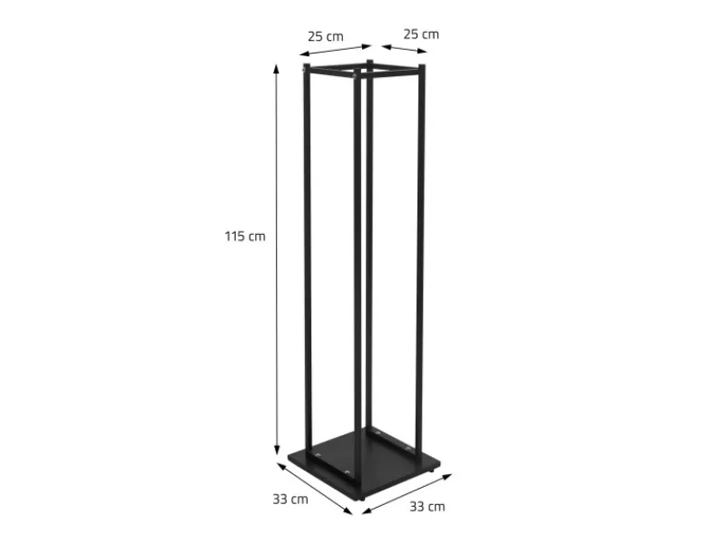 Kaminholzregal 33 x 115 x 33 cm Rechteckig Schwarz Metall Innen/Außen*ML-Design Clearance