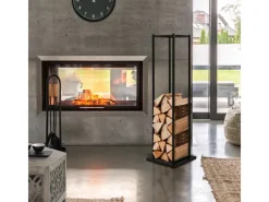 Kaminholzregal 33 x 115 x 33 cm Rechteckig Schwarz Metall Innen/Außen*ML-Design Clearance