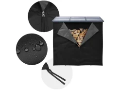 ML-Design Kaminholzregale|Kaminholzregal Abdeckung LxH 240x165 cm Schwarz Wetterfest