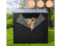 ML-Design Kaminholzregale|Kaminholzregal Abdeckung LxH 240x165 cm Schwarz Wetterfest