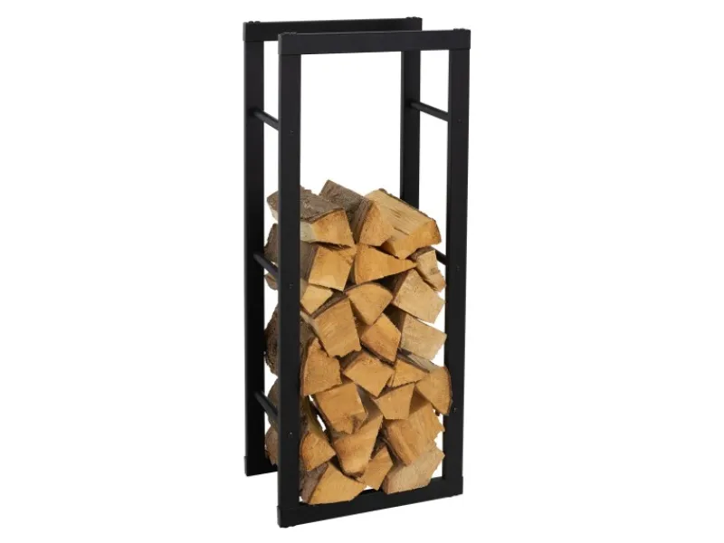 Kaminholzregal 40x100x25cm Rechteckig Schwarz aus Metall Innen/Außen*ML-Design Best