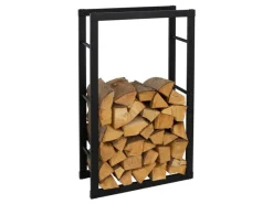 ML-Design Weitere Ordnungssysteme Für Den Garten|Kaminholzregale|Kaminholzregal 60x100x25cm Rechteckig Schwarz aus Metall Innen/Außen