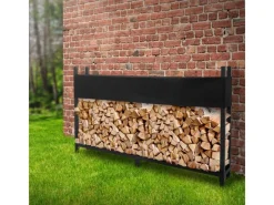 Metall Kaminholzregal mit Abdeckung 200x25x115 cm Anthrazit Stahl*ML-Design Discount