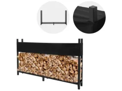 Metall Kaminholzregal mit Abdeckung 200x25x115 cm Anthrazit Stahl*ML-Design Discount