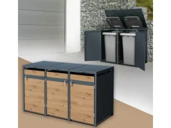 ML-Design Mülltonnenboxen|Mülltonnenbox 3Er 200x80x116,3cm 240L noptik