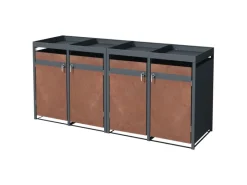 ML-Design Mülltonnenboxen|Mülltonnenbox 4Er Pflanzdach 264x80x116,3cm Anthrazit-Rost