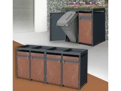 ML-Design Mülltonnenboxen|Mülltonnenbox 4Er Pflanzdach 264x80x116,3cm Anthrazit-Rost