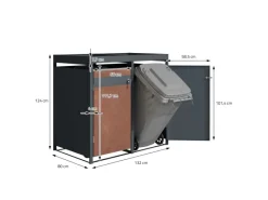 ML-Design Mülltonnenboxen|Mülltonnenbox 4Er Pflanzdach 264x80x116,3cm Anthrazit-Rost