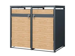 Mülltonnenbox 2Er Anthrazit-Lärchenoptik 132x80x116,3 cm*ML-Design Clearance