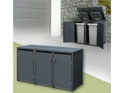 ML-Design Mülltonnenboxen|Mülltonnenbox 3Er 240L 200x80x116,3 cm Stahl