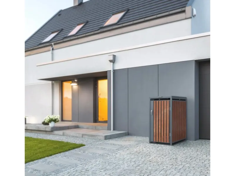 ML-Design Mülltonnenboxen|Mülltonnenbox 1Er für 1 Tonne 240L 68x80x116,3 cm Anthrazit-Rostoptik