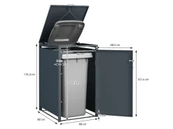 ML-Design Mülltonnenboxen|Mülltonnenbox 1Er 1 Tonne 240L 68x80x116,3 cm Anthrazit-Lärchenoptik