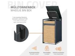 ML-Design Mülltonnenboxen|Mülltonnenbox 1Er 1 Tonne 240L 68x80x116,3 cm Anthrazit-Lärchenoptik
