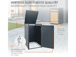 ML-Design Mülltonnenboxen|Mülltonnenbox 1Er 1 Tonne 240L 68x80x116,3 cm Anthrazit-Lärchenoptik