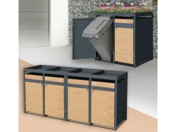 Mülltonnenbox 4Er Pflanzdach 240L -Lärchenoptik*ML-Design Outlet