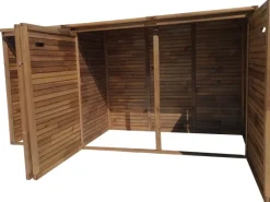 Mülltonnenbox 2 Tonnen 132 cm x 157 cm x 97 cm Braun*Andrewex Clearance