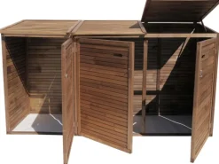 Mülltonnenbox 2 Tonnen 132 cm x 157 cm x 97 cm Braun*Andrewex Clearance