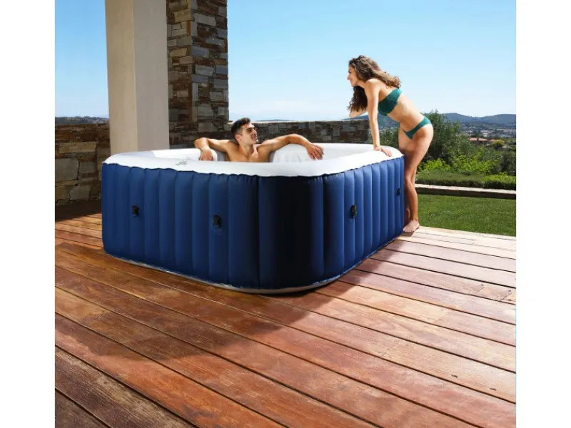 Mobiler Whirlpool SQUARE NAVY Marineblau 158 x 158 x 68 cm f. 4 Pers.* Outlet