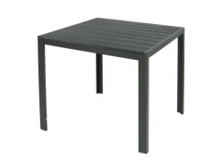 Mojawo Gartentische|Aluminium Gartentisch ANTHRAZIT Esstisch Gartenmöbel Tisch Holzimitat Holzimitat wetterfest 90x90x74cm