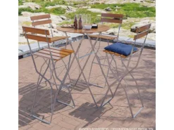 Mojawo Bierzeltgarnituren|Biergarten Tisch Klapptisch Stehtisch klappbar Akazie Stahl Ø80 cm