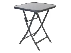Bistrotisch Klapptisch Glas und Metall 60x60xH70cm Anthrazit Mit Getönter Glasplatte Balkontisch Glastisch Gartentisch*Mojawo Hot