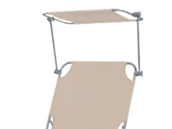 Mojawo Sonnenliegen|Gartenliege Sonnenliege Relaxliege 3 Bein Campingliege Klappbar Mit Tragschlaufen und Sonnenschutzdach 186x55x24CM Beige