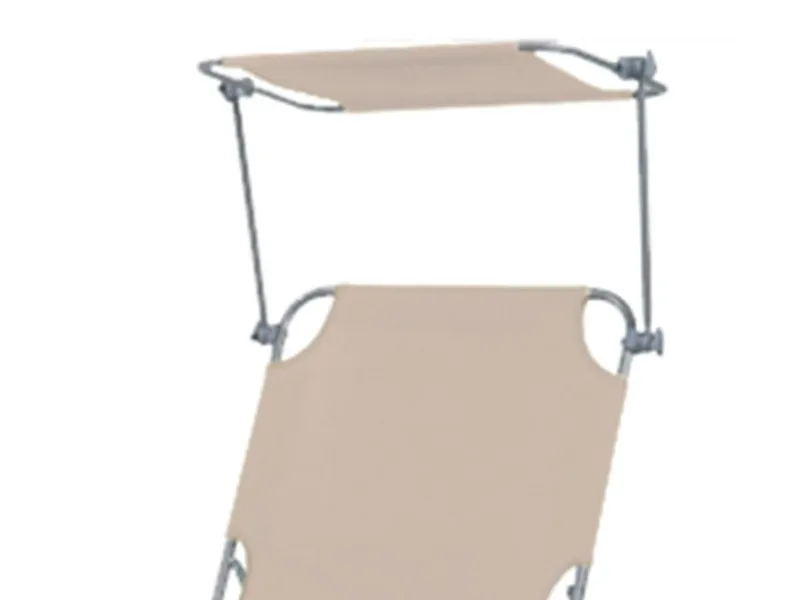 Mojawo Sonnenliegen|Gartenliege Sonnenliege Relaxliege 3 Bein Campingliege Klappbar Mit Tragschlaufen und Sonnenschutzdach 186x55x24CM Beige