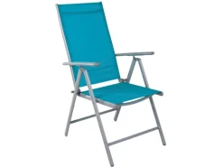 Gartenstuhl Hochlehner 7 Pos verstellbar klappbar Klappstuhl witterungsbeständig Aluminium PETROL*Mojawo New