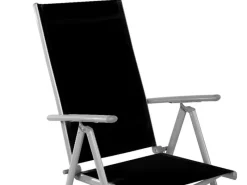Gartenstuhl Hochlehner 7 Pos verstellbar klappbar Klappstuhl witterungsbeständig Aluminium SCHWARZ*Mojawo Discount
