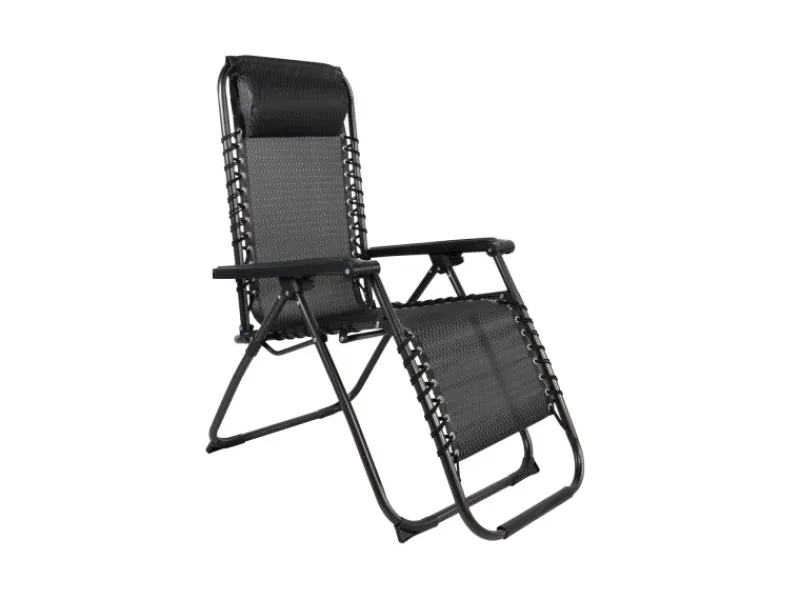 Mojawo Sonnenliegen|Luxus Comfort GartenstuhlRelaxsessel Relaxstuhl Liegestuhl Klappbar Verstellbar mit Kopfpolster Schwarz und Grau