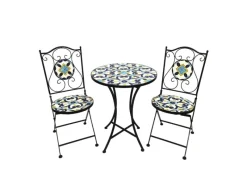 Mojawo Balkonmöbel|Mosaik Sitzgarnitur Set 3teilig Sitzgruppe Gartenmöbel Tisch Stühle
