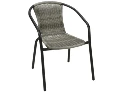 Polyrattan Bistrostuhl STAPELBAR Campingstuhl Gartenstuhl Küchenstuhl Balkonmöbel Gartensitzmöbel GRAU MELIERT und SCHWARZ*Mojawo Hot