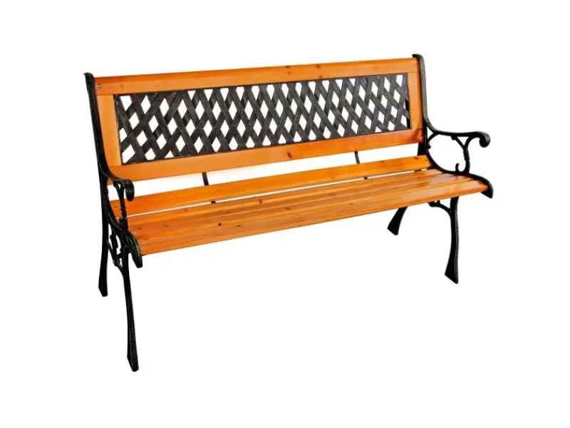 Stabile und Massive Parkbank Holz MetallGartenbank Sitzbank 125 x 52 x 74 CM*Mojawo Sale