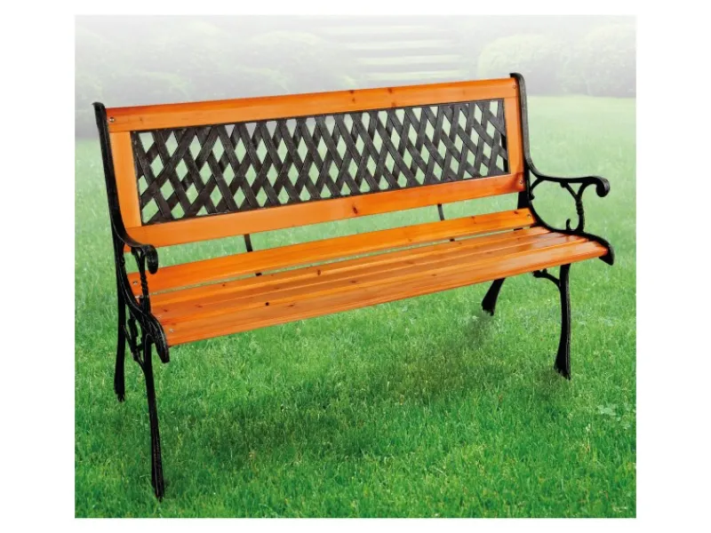 Stabile und Massive Parkbank Holz MetallGartenbank Sitzbank 125 x 52 x 74 CM*Mojawo Sale