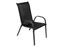 Stapelsessel Gartenstuhl Gartensessel stapelbar mit Textilenbespannung Gartenmöbel Anthrazit Schwarz Metall*Mojawo Online