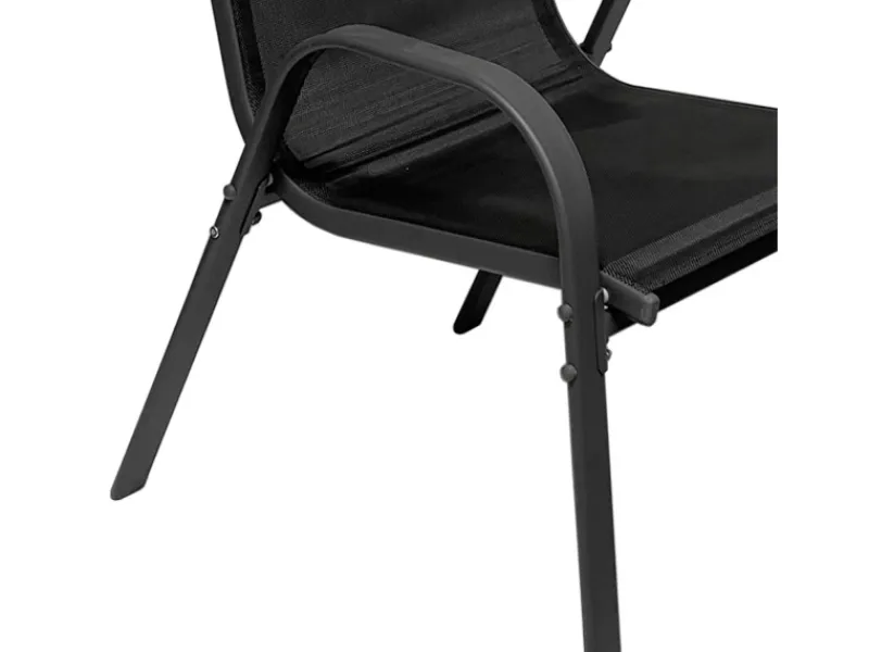Stapelsessel Gartenstuhl Gartensessel stapelbar mit Textilenbespannung Gartenmöbel Anthrazit Schwarz Metall*Mojawo Online
