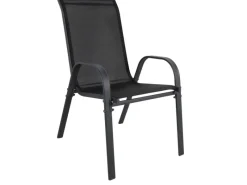 Stapelsessel Gartenstuhl Gartensessel stapelbar mit Textilenbespannung Gartenmöbel Anthrazit Schwarz Metall*Mojawo Online