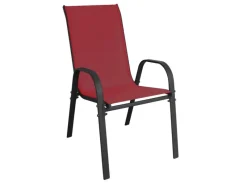 Stapelsessel Gartenstuhl Gartensessel stapelbar  Textilenbespannung Gartenmöbel Rot Metall*Mojawo Best