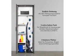 mokebo Besen|Besenschrank in Anthrazit Der Lange Haushaltsschrank Putzschrank oder Mehrzweckschrank